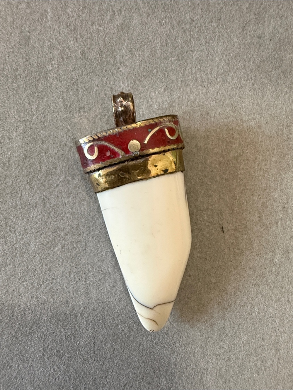 Boho Jewelry Turquoise and White Tooth-Shaped Pendant